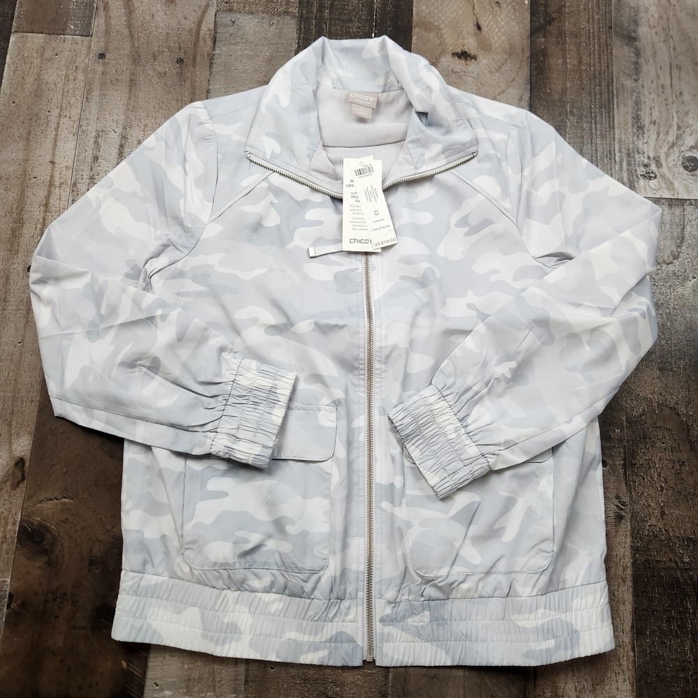 Chicos Zenergy Camo Windbreaker Jacket Womens size O (4/6)Mix Full Zip